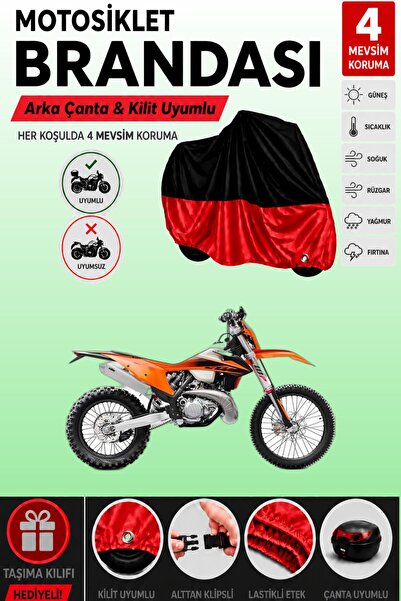 Cemku Double Black Top - Red Bottom, Rear Bag Compatible Ktm 250 Exc Tpi Moto...