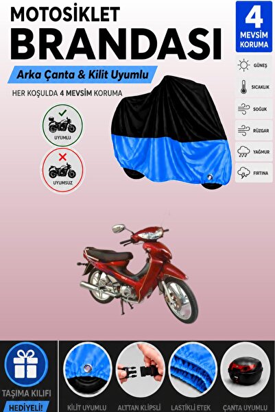 Cemku Double Black Top - Blue Bottom, Rear Bag Compatible Mondial 110 ft Moto...