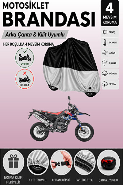Cemku Double Black Top - Gray Bottom, Rear Bag Compatible Aprilia Sx 125 Moto...