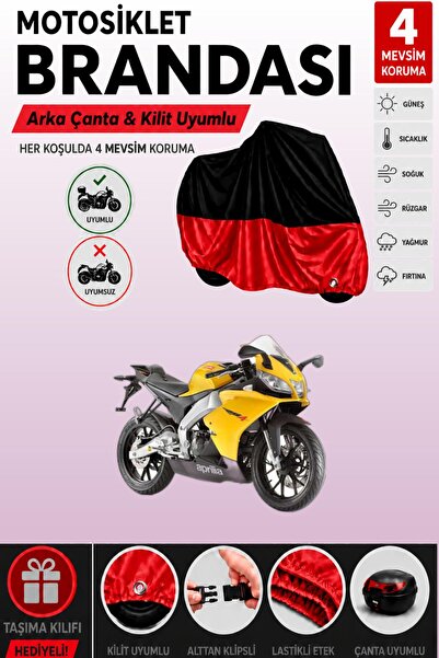 Cemku Double Black Top - Red Bottom, Rear Bag Compatible Aprilia Rs4 125 4t M...