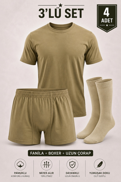 Alıç Set de lenjerie intimă pentru soldați, tricou kaki, șosete lungi Argenti...