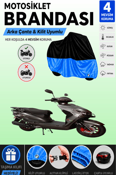 Cemku Double Black Top - Blue Bottom, Rear Bag Compatible Motolux Nirvana 50 ...