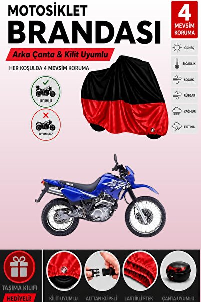 Cemku Double غطاء علوي أسود - سفلي أحمر، غطاء خلفي متوافق مع دراجة ياماها XT ...