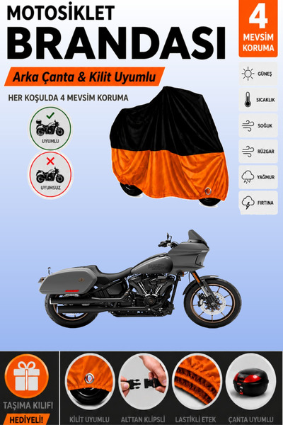 Cemku Double Black Top - Orange Bottom, Rear Bag Compatible Harley-Davidson L...