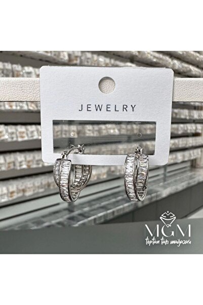 atastore2017 Zircon Baguette Stone Hoop Earrings