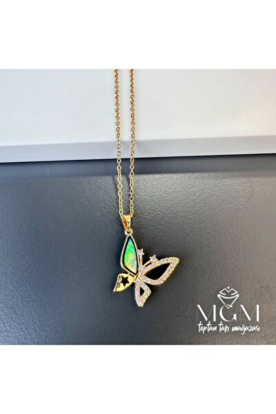 atastore2017 Steel Pearlescent Butterfly Necklace
