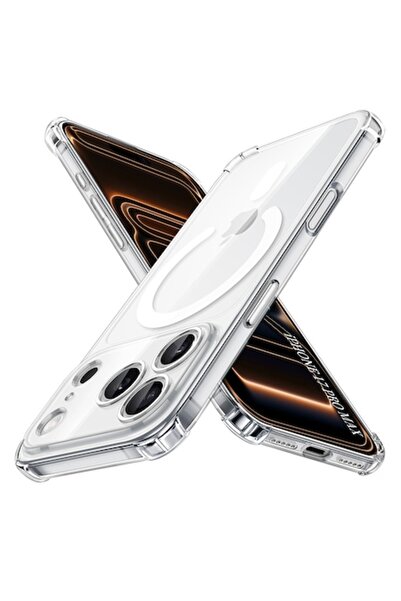 DAMUR Прозрачен MagSafe калъф за Apple iPhone 17 Pro Max, Уголемени защитни ъ...