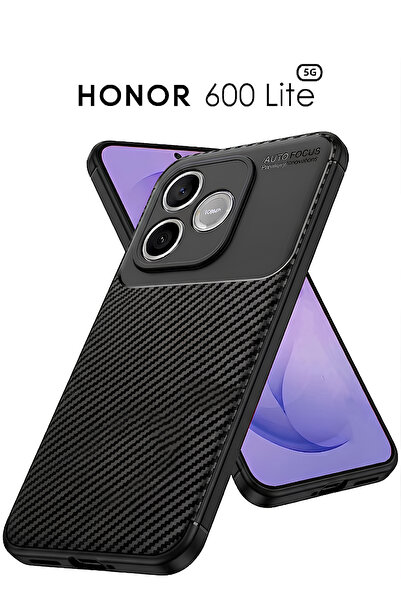 Nezih Case Honor 600 Lite Uyumlu Kamera Korumalı (Karbon Tasarım) Koruyucu Lü...