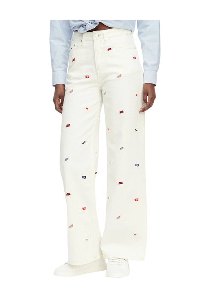 Tommy Hilfiger Γυναικείο Claire Wide Τζιν Εκρού Tommy Jeans DW0DW23042-1D0