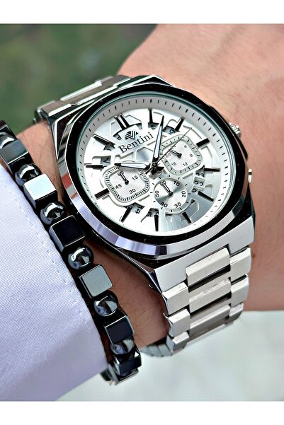 Bentini Men's Wrist Watch – Functional, Steel Band, Waterproof, 2-Year Warranty