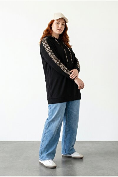 Stil Diva Leopard Patterned Hooded Sweatshirt