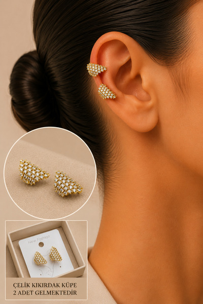 Jack Ferrero Zircon Stone Detailed Cartilage Earring/Earcuff/Conch (No Pierci...