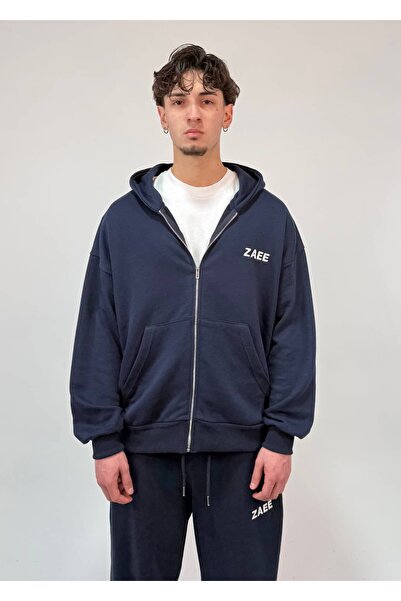 zaee Thin Fabric Embroidered Oversize Premium Zip Hoodie