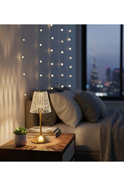 KAYAX Modern Kristal Retro Model Dokunmatik Masa Lambası Şarjlı LED Gece Lambası
