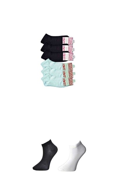 atastore2017 Black and White Women's Ankle Socks 6 pairs