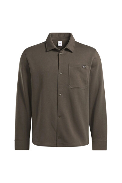 Reebok Cămașă tip overshirt clasică pentru bărbați, căptușită cu fleece, mări...
