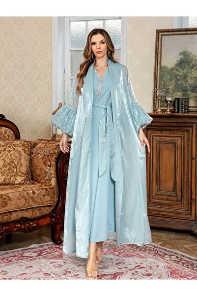 Noon Noora Solid Color Beaded AndRhinestone-embellished Jalabiya Evening Gown...