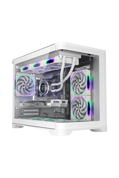 1stPlayer Carcasa 1stPLAYER® Gaming UV6-wh, Micro-ATX, 6 ventilatoare aRGB in...