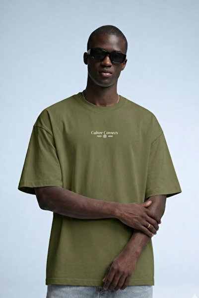 MATERIAL Ανδρικό μπλουζάκι Culture Connects με στάμπα Casual Khaki