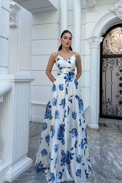 Sindimoda Feza Desenli Askı Detay Abiye 1093