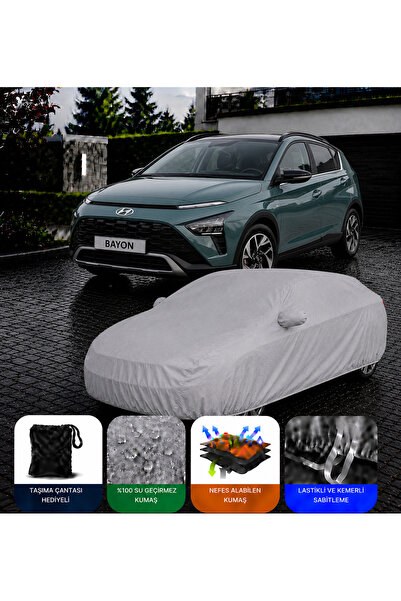 COCEM Hyundai Bayon Premium Araç Brandası Su Geçirmez UV Korumalı Gri 2021-2026