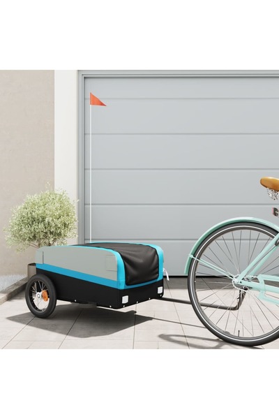 vidaxl Remorcă pentru biciclete, negru și albastru, 30 kg, fier