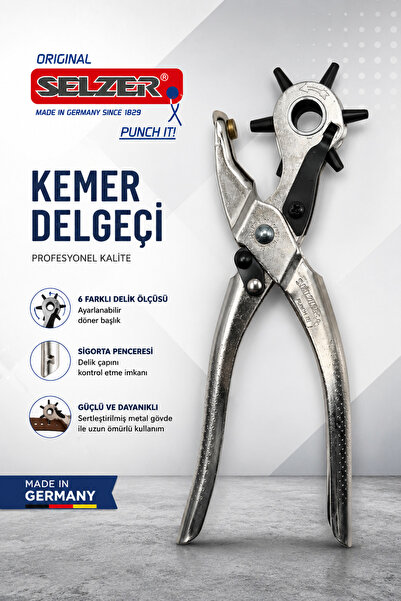 Selzer Kemer Delgeç Pensesi Alman Malı Deri Delik Açma Aparatı 6 Başlıklı Pro...