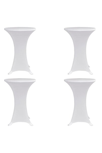 vidaxl Husă de masă cu picior, Ø80 cm, alb, elastic, 4 buc.