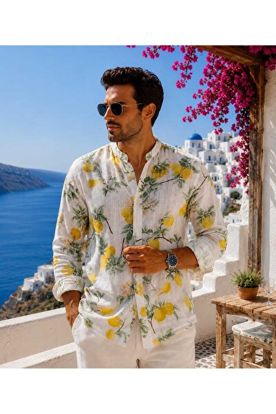 ANATOLIATEKSTILE Cămașă Bărbați din in 100% Italian, Premium Luxury Fit Relax...