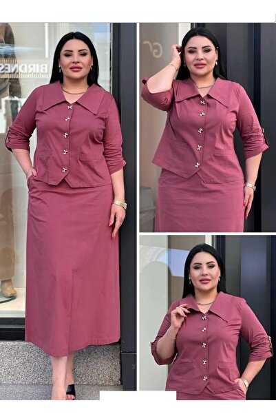 mardi exclusive Women's Plus Size Cotton Shirt Skirt Set