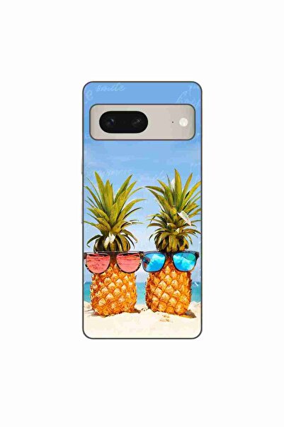 OEM Калъф, съвместим с Google Pixel 7, силиконов гел TPU модел, Плажни ананаси