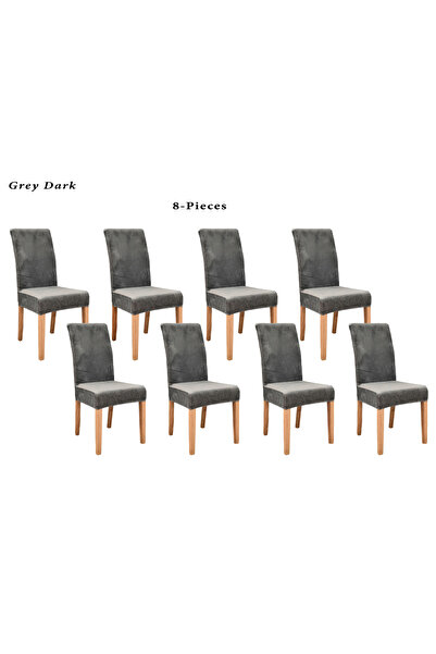 Evory Home Velvet Dining Fitted Chair Covers Set of 8 Stretch Elastic Soft Ch...