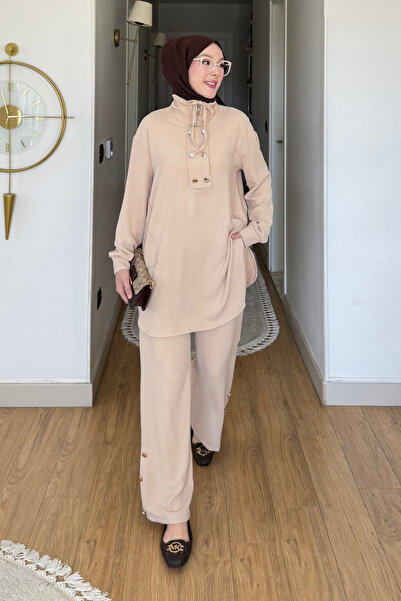 Tesettür Diyarı Set Tesettür din țesătură Aeorbin Tulas cu guler înalt, tunic...