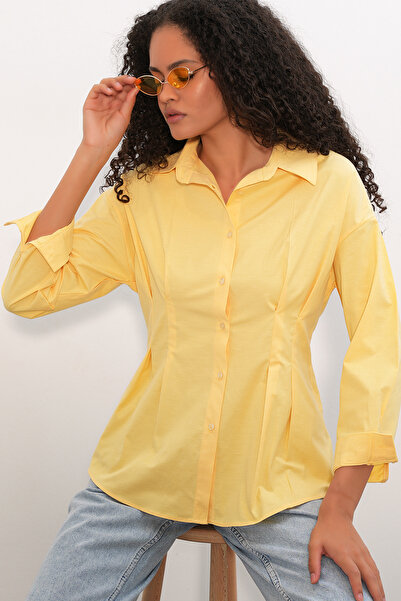 Bigdart Women's Waist-Fitted Poplin Shirt 20384 - Yellow