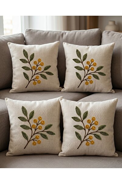 menesahome Bohemian Style Leaf Patterned Punch Embroidery Look Digital Printe...