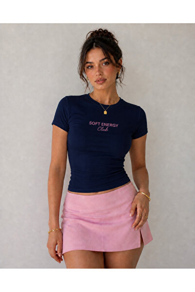 Tiny and Co Women's Crew Neck Slim Fit Lycra Basic Crop Cotton Combed Cotton ...
