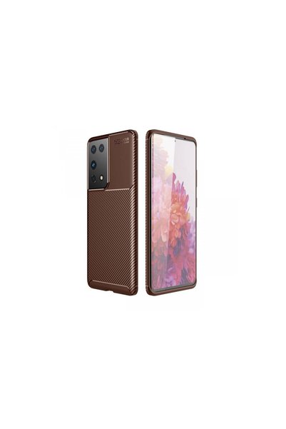 OEM Samsung Galaxy S21 Ultra Case Auto Focus Carbon Cover - Brown