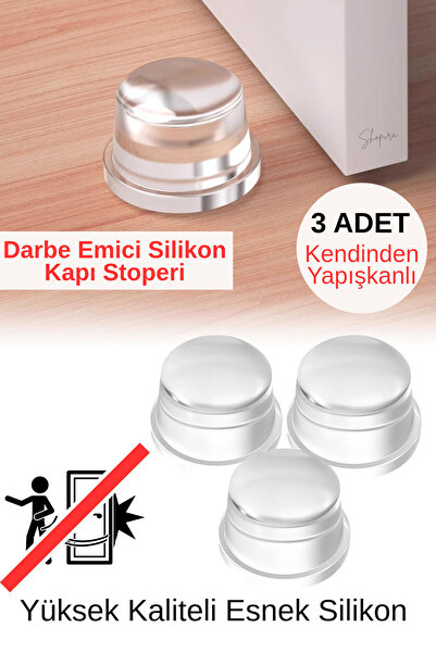 Shopura 3 Adet Kapı Stopper, Kapı Durdurucu, Silikon Kapı Altı Durdurucu