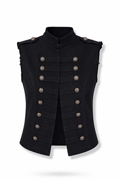 5in1Canpolat Siyah Napolyon Denim Yelek 98092