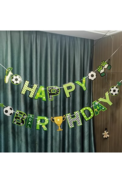 abjad Futbol Temalı 1 Set Banner Flama Parti Süsü Doğum Günü Parti Malzemesi