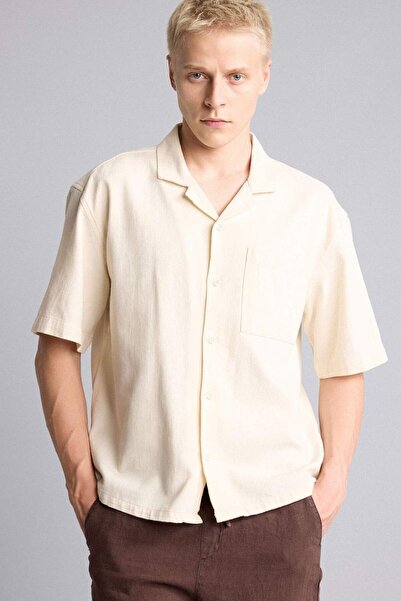 DeFacto Boxy Fit Apaş Collar Woven Short Sleeve Shirt H3730Ax26Sm