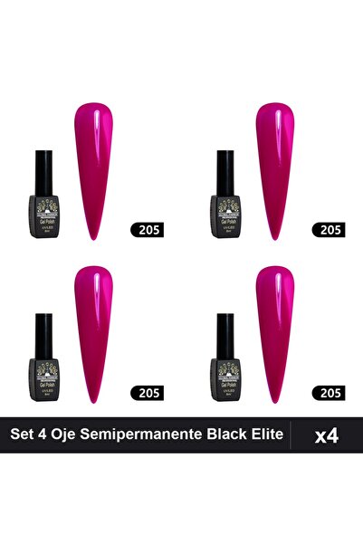 global fashion Set 4 Oje Semipermanente Black Elite 8ml, Manichiura UV/LED Pr...