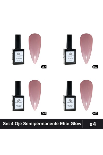 global fashion Set 4 Oje Semipermanente Elite Glow 15ml, Gel Polish UV/LED