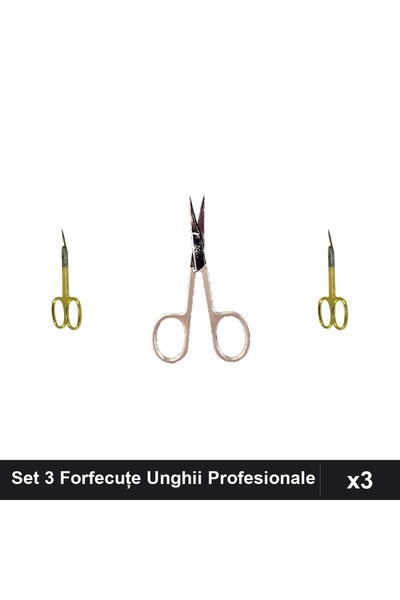 One Group Set 3 Forfecuțe și Clești Unghie Profesionali, Albastru, Cuticule