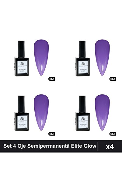 global fashion Set 4 Oje Semipermanentă Elite Glow 15ml, Gel Polish UV/LED