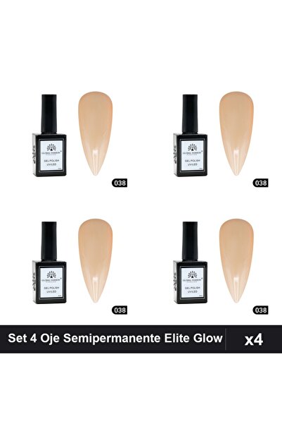 global fashion Set 4 Oje Semipermanente Elite Glow 15ml, Gel Polish UV/LED