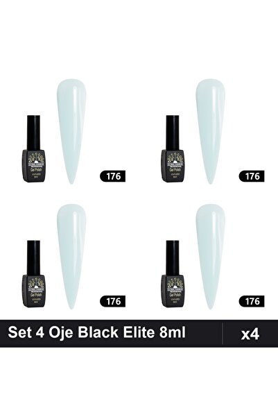 global fashion Set 4 Oje Semipermanente Black Elite 8ml, Manichiura UV/LED Pr...