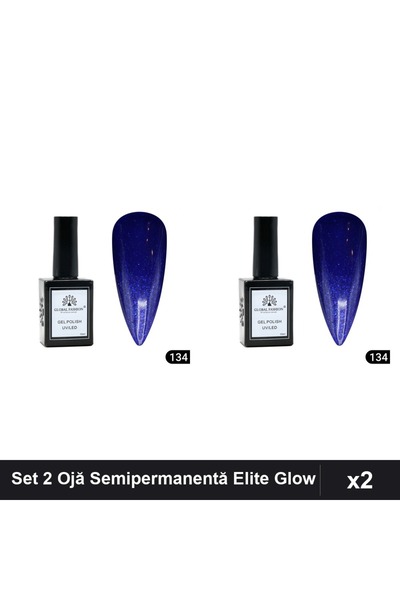 global fashion Set 2 Ojă Semipermanentă Elite Glow 15ml, Gel Polish UV/LED
