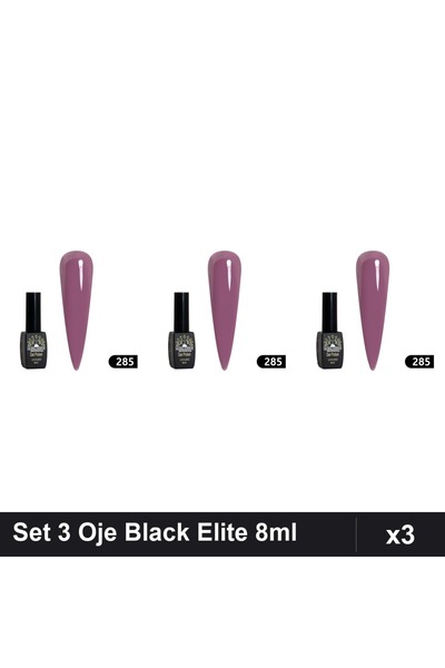 global fashion Set 3 Oje Semipermanente Black Elite 8ml, Manichiura UV/LED,