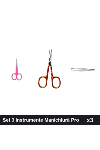 One Group Set 3 Instrumente Profesionale Manichiură, Forfecuță Cuticule Roz, ...
